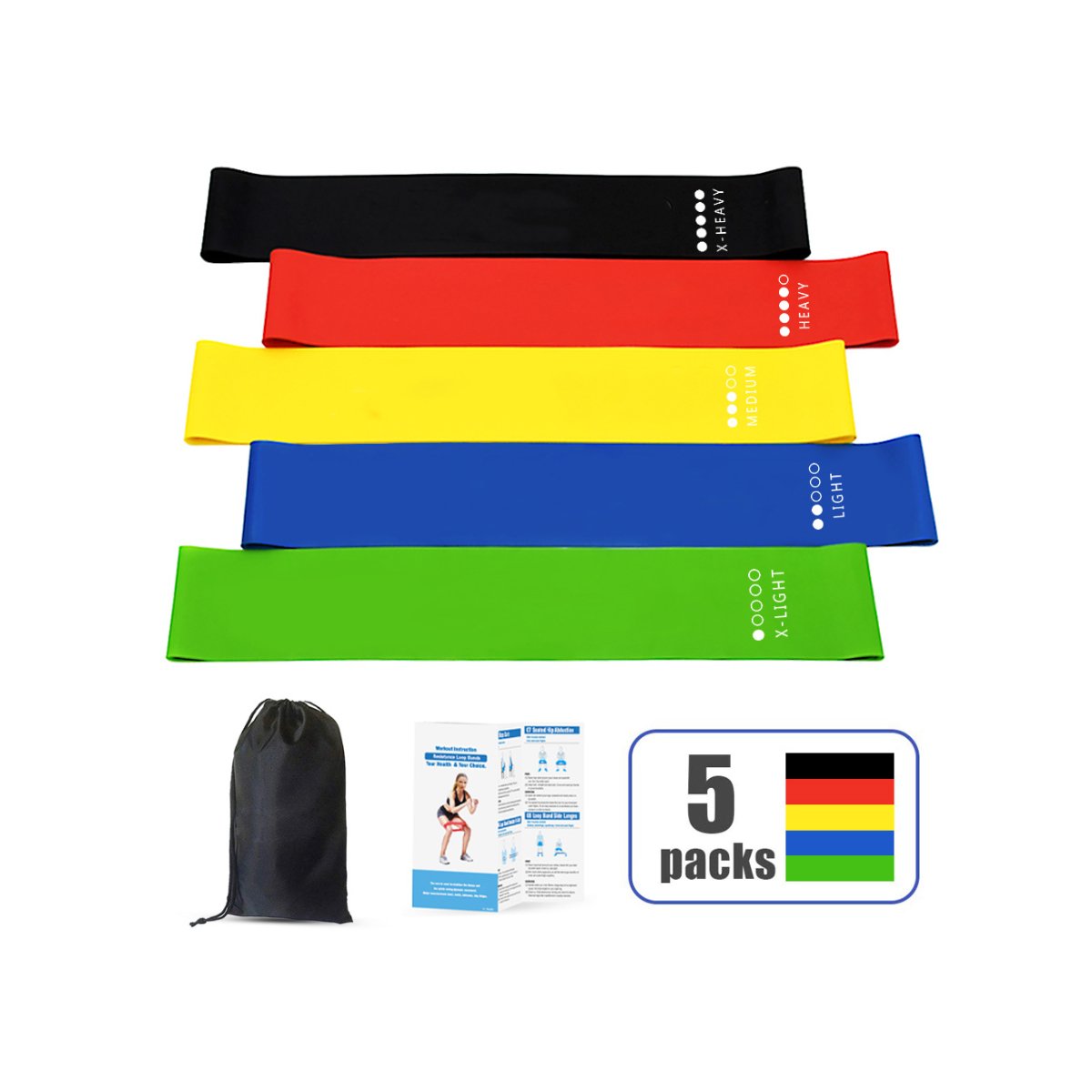 Flex & Stretch Latex Resistance Band Set – 5 Levels