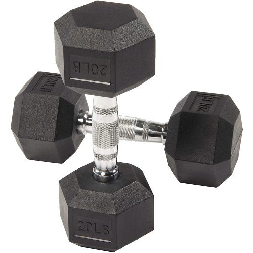 BalanceFrom Rubber Hex Dumbbell – 20lb (Single)