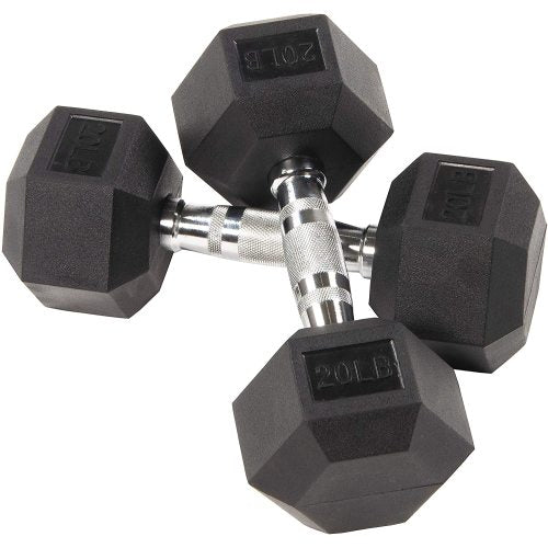 BalanceFrom Rubber Hex Dumbbell – 20lb (Single)