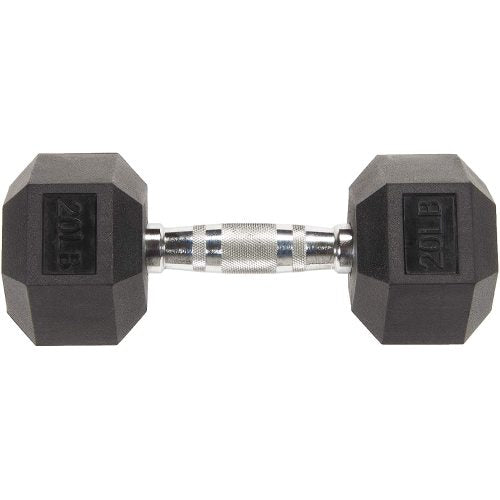 BalanceFrom Rubber Hex Dumbbell – 20lb (Single)