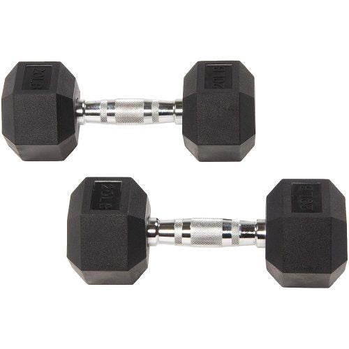 BalanceFrom Rubber Hex Dumbbell – 20lb (Single)